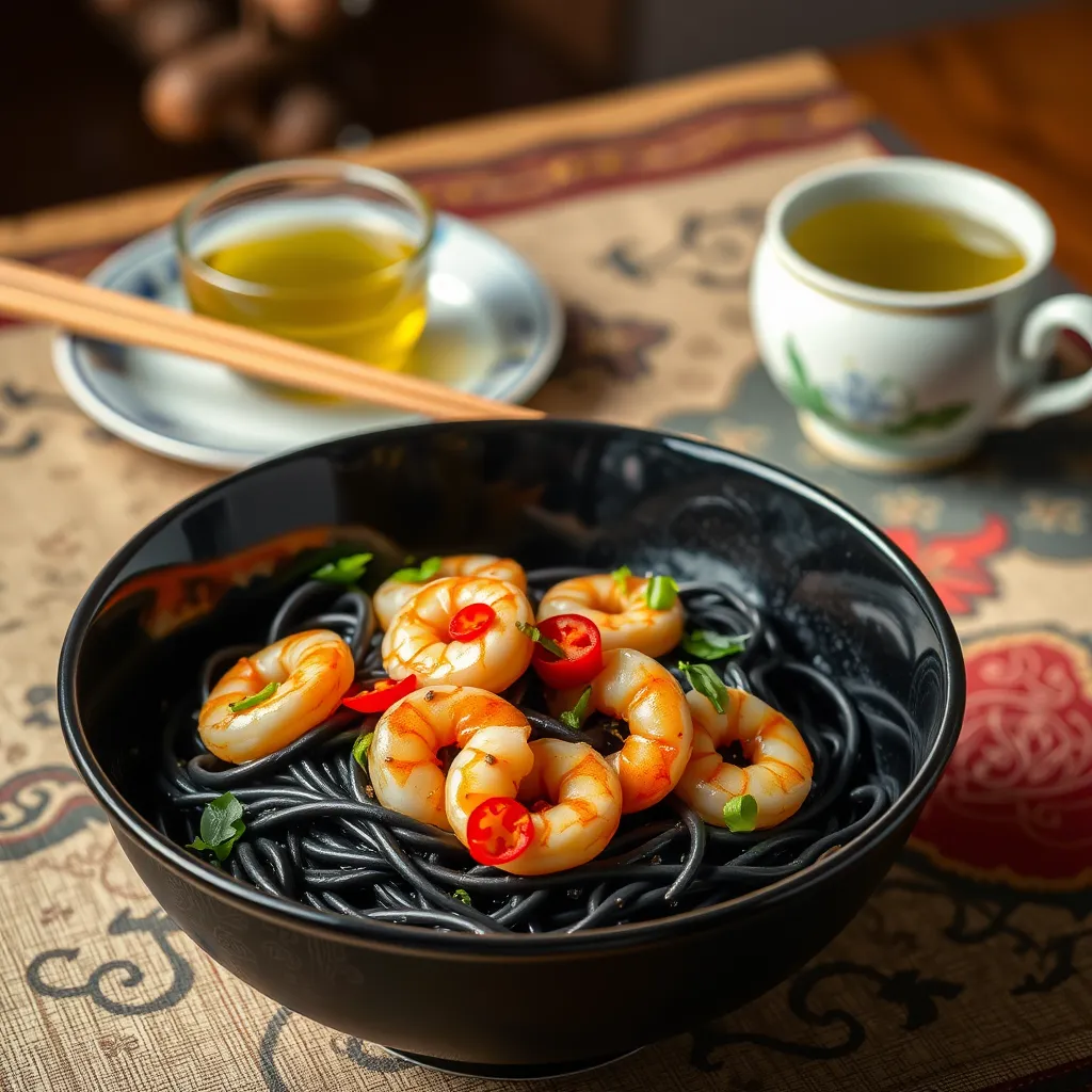 Czarny makaron z krewetkami – tajemnica kuchni azjatyckiej